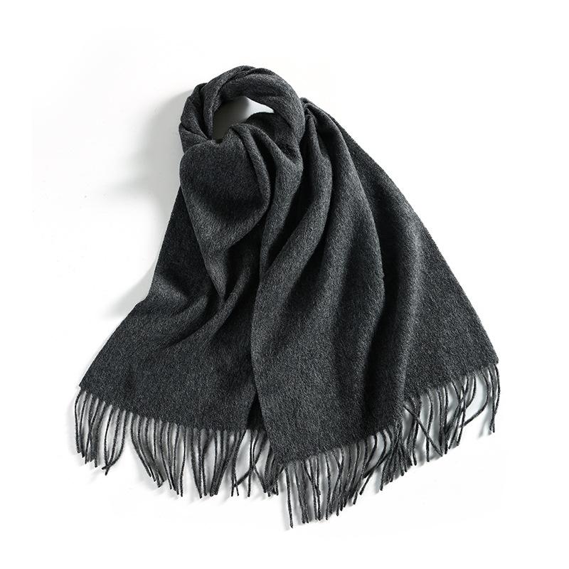 Winter Solid Color Wool Scarf for Women New Versatile Tassel Fashion Warm Neck Scarf Comfortable Real Wool Scarf