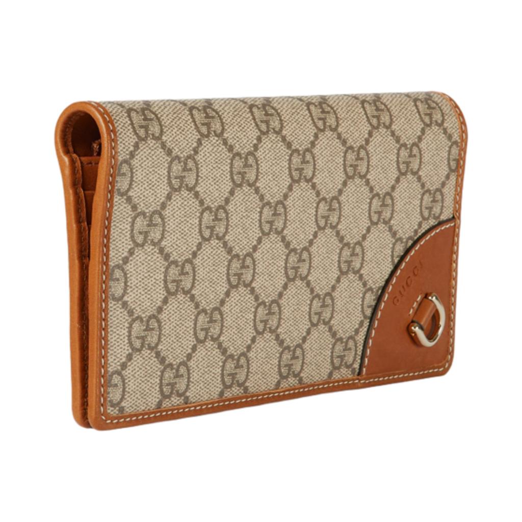 Gucci GG Emblem Classic Logo Snap Closure Coated Canvas Wallet Unisex wallet Beige Brown 821802-FAD6L-9758