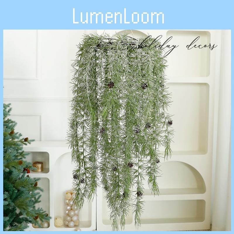 Plastic Greenery Hanging Vine Basket With Christmas Holiday Accent For Home And Office