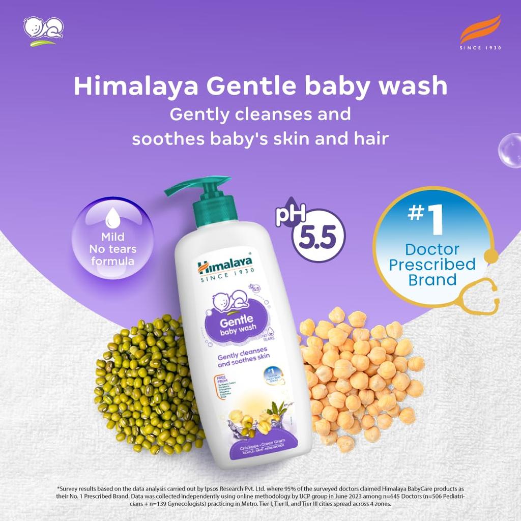 Himalaya Sanftes Babywaschgel 600ml Ohne Tränen Formel Natürliche Feuchtigkeitspflege Kopf-bis-Fuß Reinigung