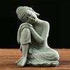 Grüne Sandstein Buddha Statue für Hausaltar Meditationsraum Dekor Zen Buddhistische Skulptur Spirituelle Ornamente