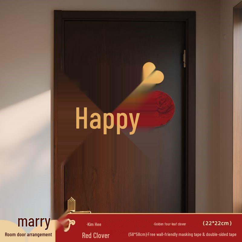 Complete Set of Double Happiness Door Stickers for Wedding Decorations in Bride's and Groom's Rooms