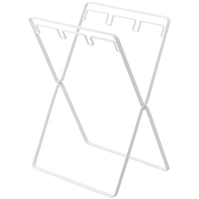 Yamazaki Tower Plastic Bag Stand, 3-Pack & 45L Trash Bag Holder, White, Approx. 38cm W X 29cm D X 54cm H (When In Use), for Sorting Trash, 5714
