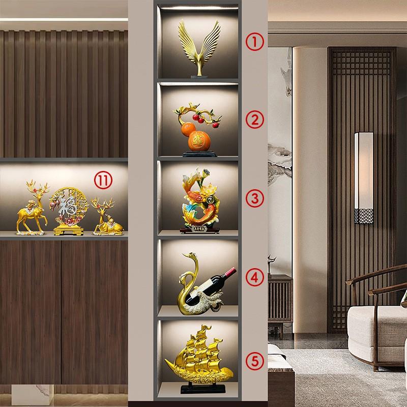 Elegant Chinese-Inspired Resin Decorative Figurines Living Room TV Cabinet Shelf Display Home Decor Gift