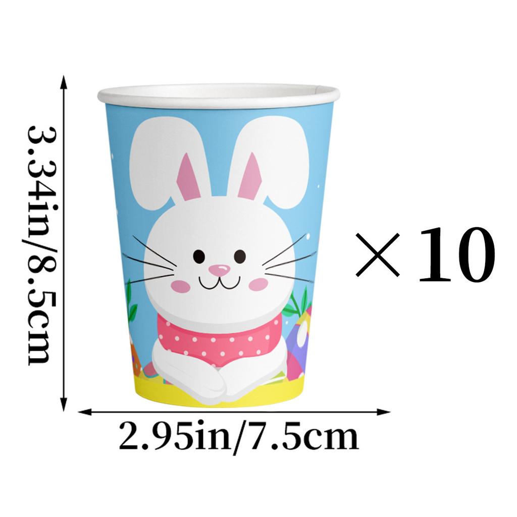 Easter Decorative Rabbit Egg Paper Cup Plate Paper Tableware Set