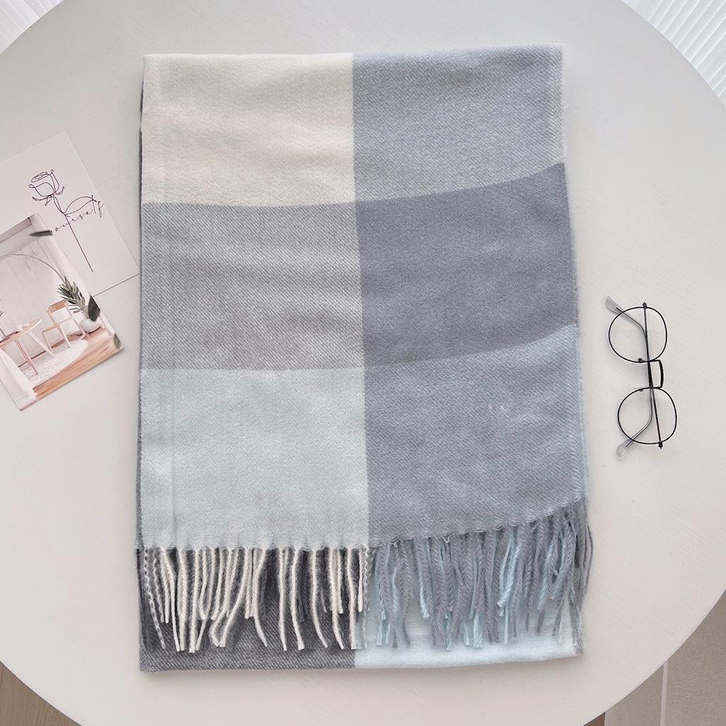Scarf New imitation cashmere color plaid scarf female Korean version autumn and winter plaid scarf fringed shawl scarf
