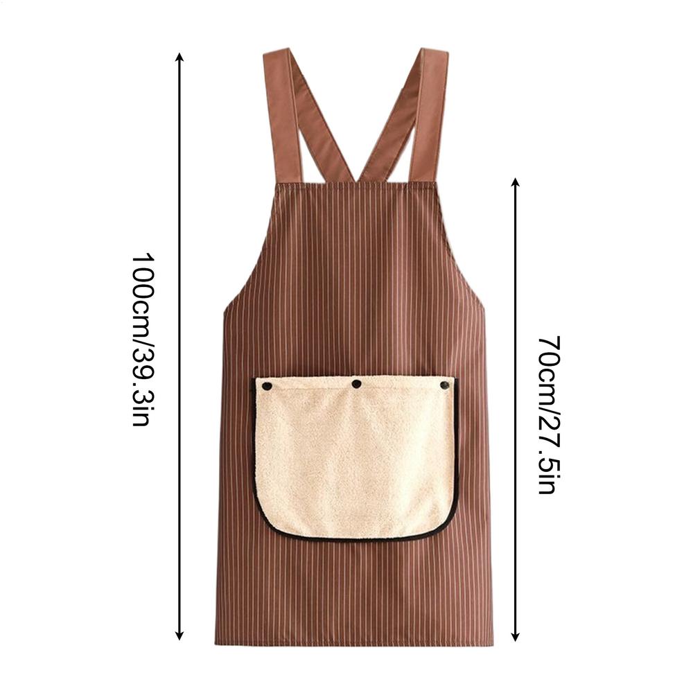 Kitchen Apron SWaterproof Leeveless Cross Back Restaurant Uniform with Removable Hand Towel Anti-fouling Cooking Baking Bibs