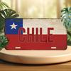 Vintage Chile National Flag Text License Plate D Flat Aluminum Tin Sign Wall Art Decor for Garage Bar Man Cave and Car Front Pl