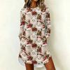 Women's Trendy Casual Christmas Print Long Sleeve Neck Dress for Holiday Party
