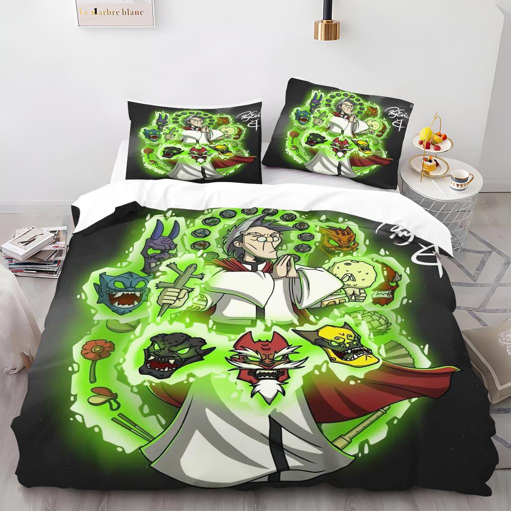 Cartoon Quilt Duvet Jackie Chan Adventures Cover Comforter Bedding Set King Cute Printed Children 3-Piece Bedding Set