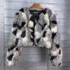Faux Fur Cropped Coat Womens Dye Tip Jacquard Streetwear Short Jacket