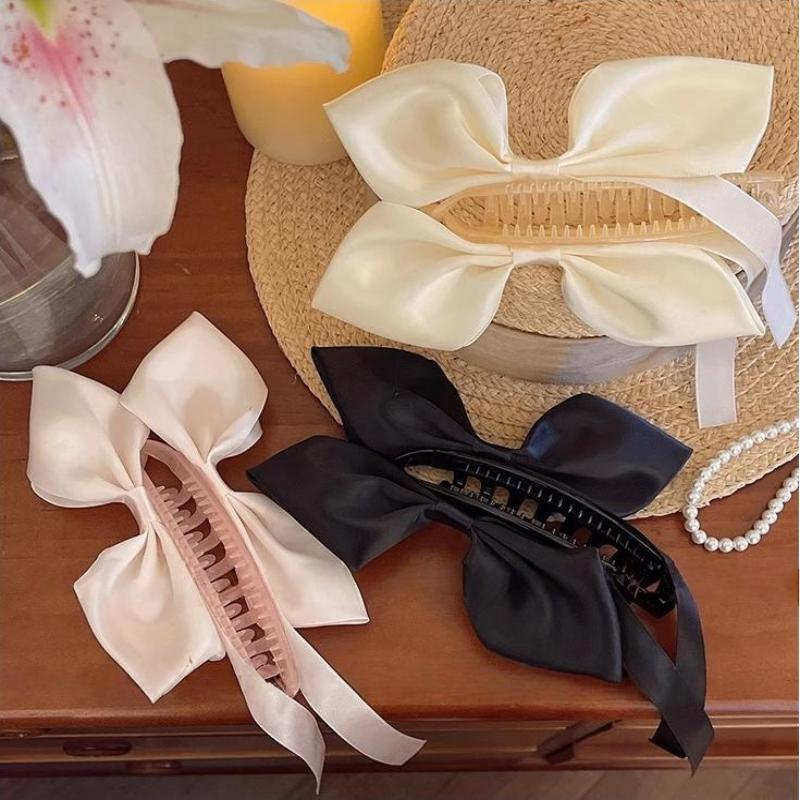 Damen Schleife Band Haarkralle Bananenclip Einfarbige Elegante Tägliche Haarreif Schwanzbefestigung Haarschmuck