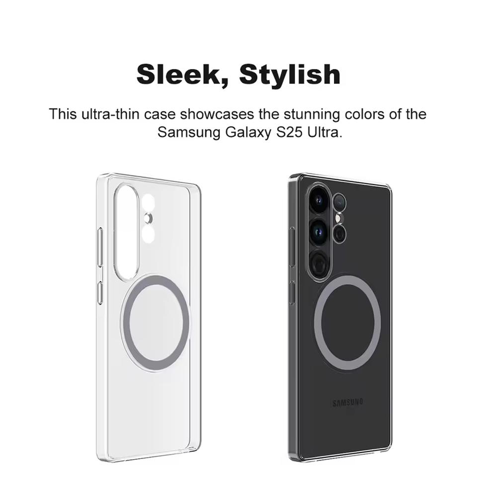 Husa magnetica transparenta originala Samsung Galaxy S25 Ultra S25+ S25 Plus S25 cu carcasa de protectie pentru incarcator Qi2 compatibila cu magnet