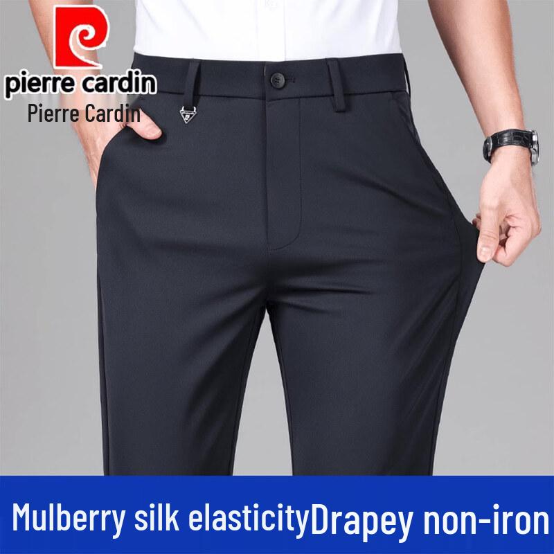 Pierre Cardin Men s Lightweight Wrinkle-Resistant Silk Blend Straight Casual Pants 31