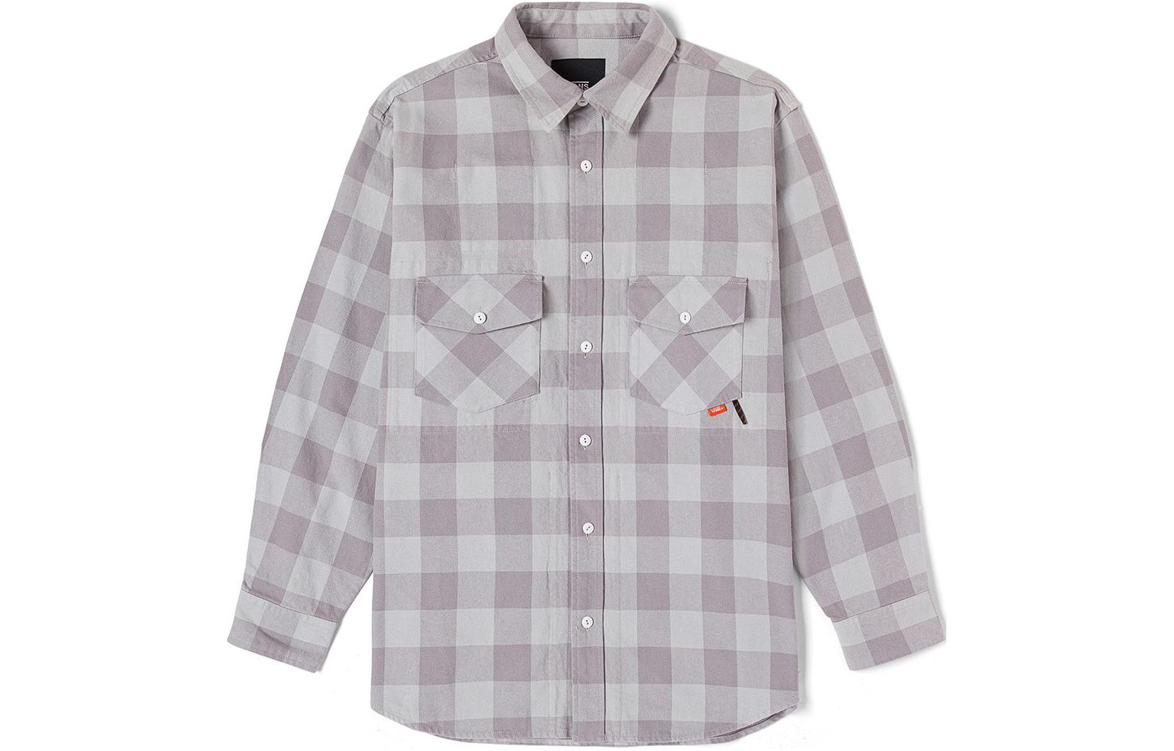 Vans Shirts Unisex Gray Plaid Pointed Collar Moderate Shirt VN000FSNYL6 L