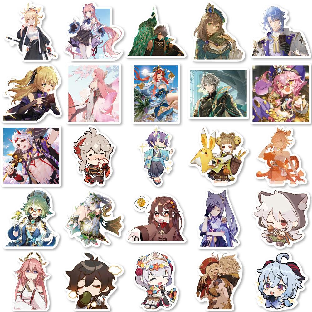 10/30/50pcs Cute Genshin Impact Anime Game Stickers Decals DIY Notebook Guitar Laptop Bike Kawaii Cartoon Sticker Kid Toys Gifts