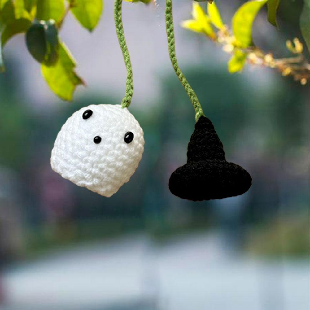 Halloween Crochet Pumpkin And Ghost  Tree Ornaments Small Hanging Ghost Charms Car Pendant Decoration Holiday Party Home Decors