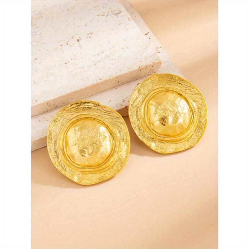 1 Pair Retro Exaggerated Punk Metal Hat Earrings, Minimalist Thick & Unique Gold Earrings, Suitable for Women's Daily and Party Wear