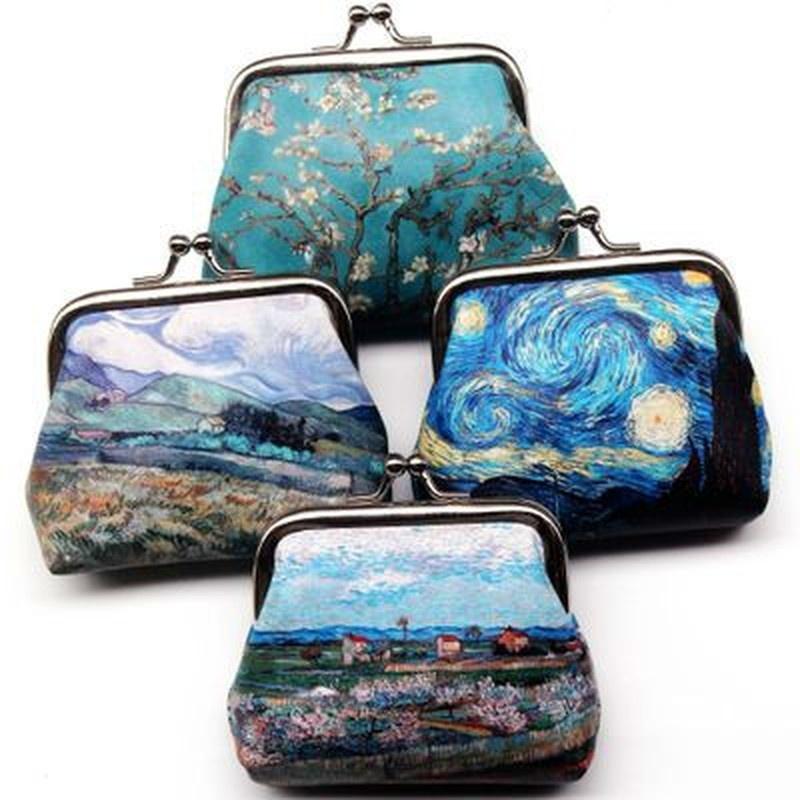Retro Creative Printing Ladies Purse Student Buckle Coin Dumplings Small Wallet Wedding Candy Bag Gi