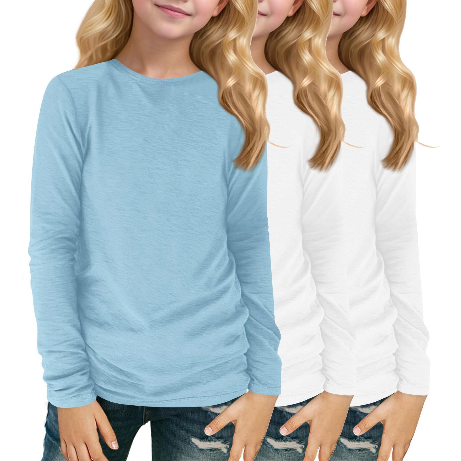 Children s Long-sleeved O-neck Top Color Daily Casual,3pc, 140