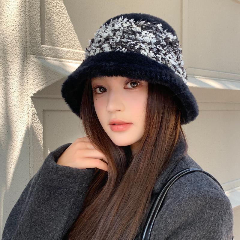 Women's Autumn and Winter New Plush Knitted Wool Hat In Winter Warmth and Thickened Fisherman's Hat Versatile Face Showing Small Basin Hat
