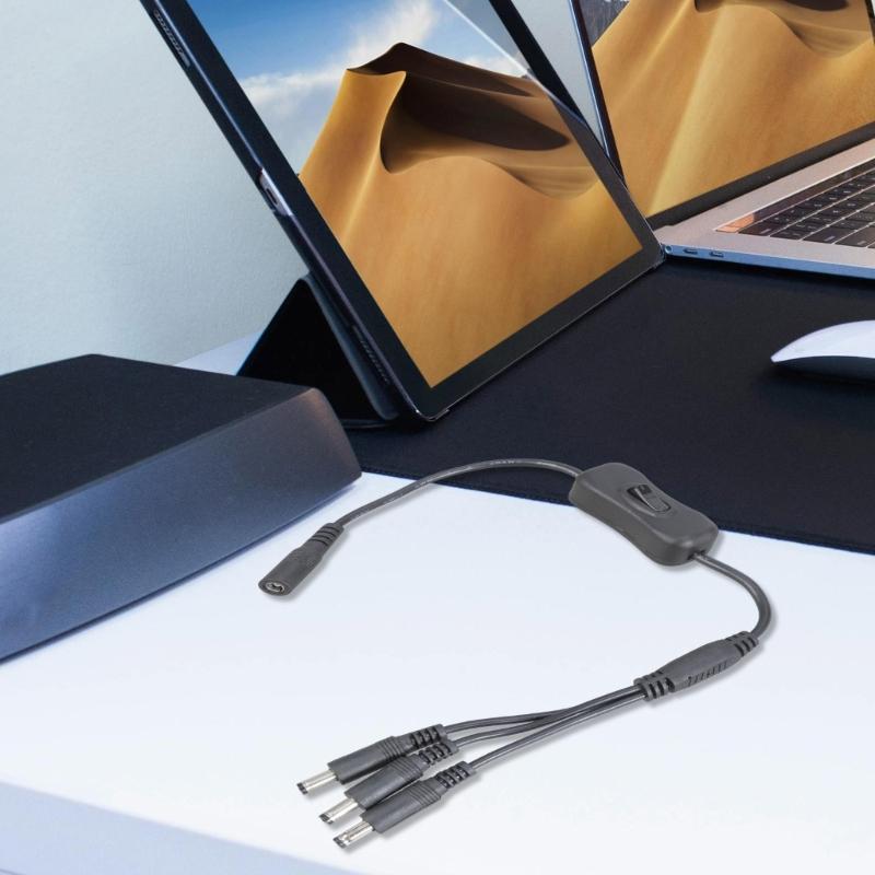 5.5x2.1mm DC5521 Y Splitter Power Cable with On/Off Switcher for Security Camera and LED Light 37CM