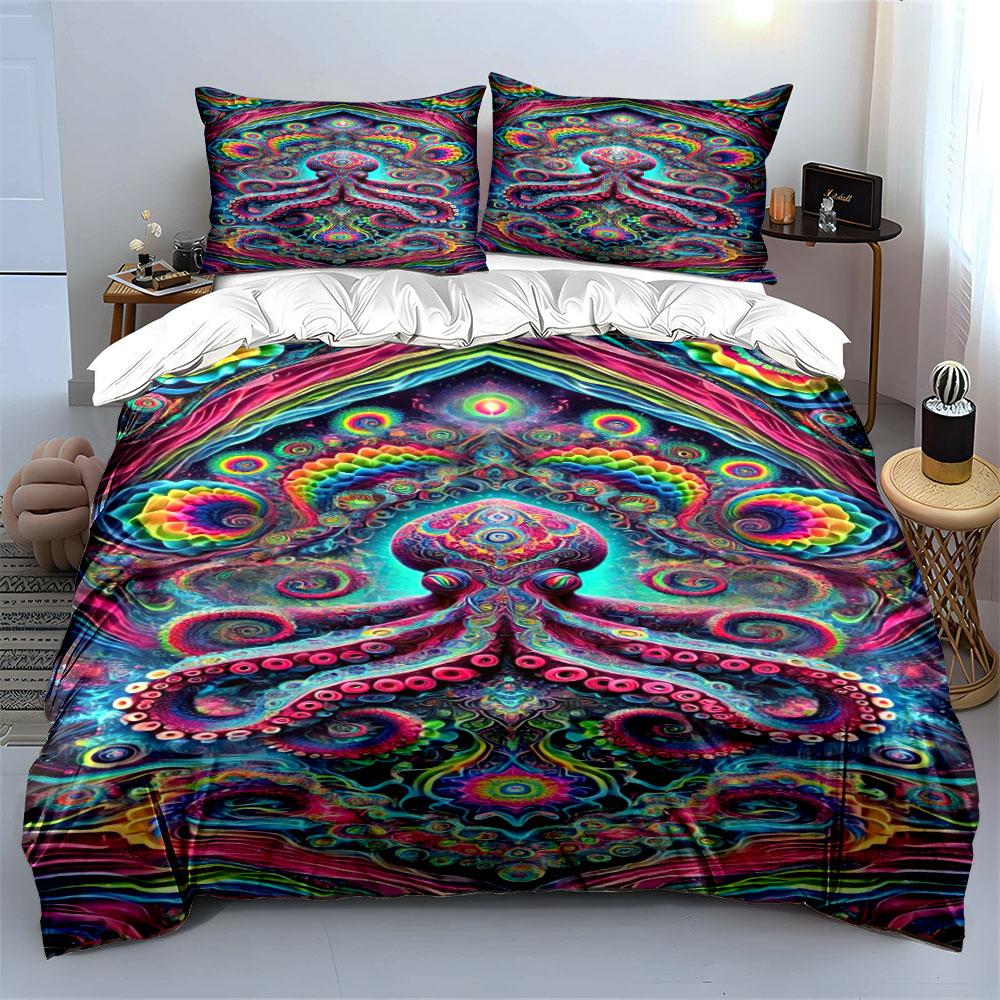 Colorful Psychedelic Octopus Design. Bedding Sets Duvet Cover Sets Duvet Covers Pillowcases(1 * Duvet Cover 2 * Pillowcases, Without Duvet Insert)