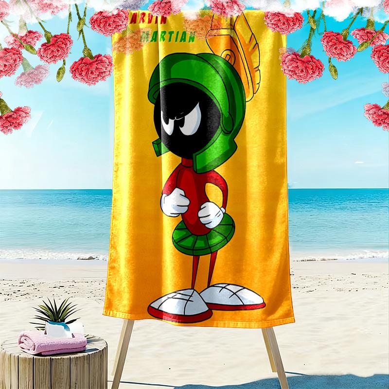 Martian Mayhem: Green Invasion beach towel beach Beach towel for vacation photos Absorbent bath towel quick-drying swim towel swim Fashion