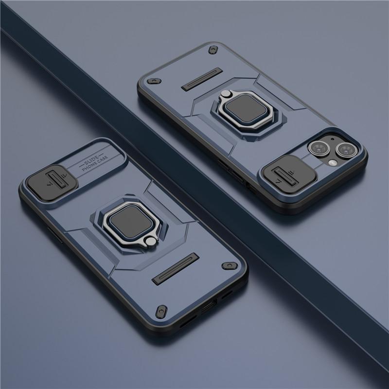 For iPhone 15 Cover For Apple iPhone 13 14 15 5G Case Lens Sliding Window Protector Armor Shockproof Holder Magnetic Bumper