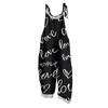 Women's Heart,shaped Printed Casual Loose Retro Overalls Cotton and Linen One,piece Pants