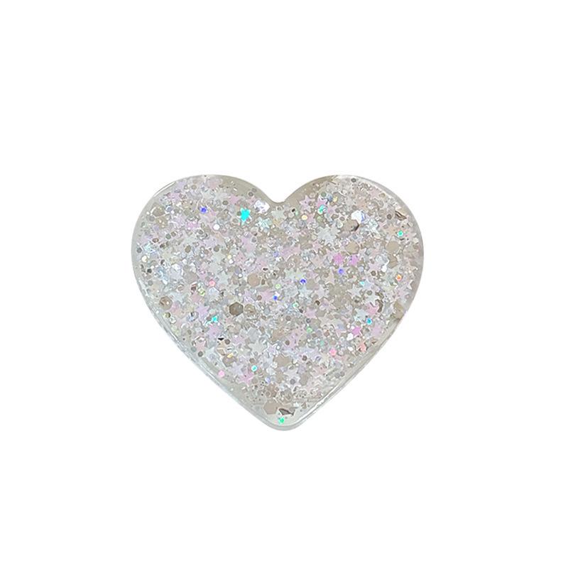 Elegant Sequins Heart Phone Holder: Women's Magnetic Ring & Stand for TV Viewing