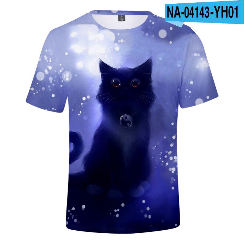Children's Cat Adult 3D Printed Short Sleeve Men's Street Trend 3D Color Printed Short Sleeve T-shirt Tops & T-shirts (men’s)