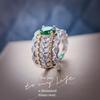 Italian Retro Court Style Hollow Pattern Two-Color Gold Haute Couture Jewelry Lace Imitation Emerald Pigeon Egg Ring