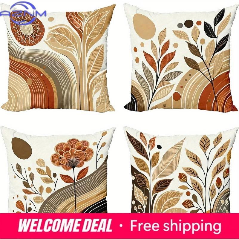 Shunika Chen Unisex Brown Retro Plant - Style Pillowcasebedroom Living Room Sofa Home Decor Polyester Cushion Cover With Zipper