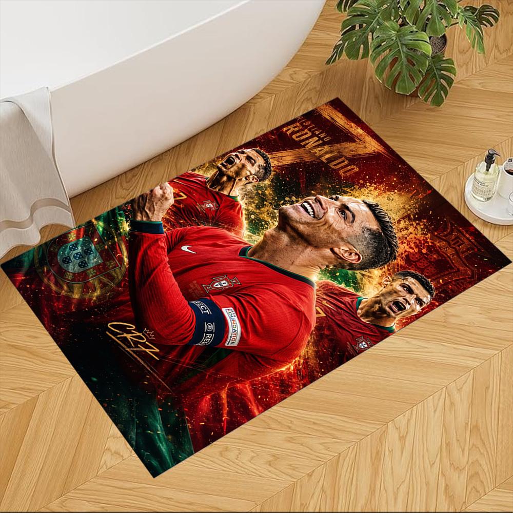 Cristiano Ronaldo Teppich Büroteppich Perfekt für Spielzimmer Balkon Küche Eingangsbereich Rutschfester Teppich Anime Bürodekoration Am besten für Weihnachten