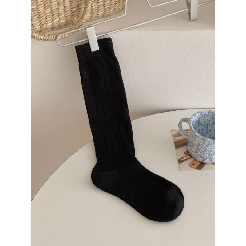 Trendy Ballet-style Solid-color Calf Socks, High Thigh-high Socks for Slimming, Striped Pressure Socks Paired with Skirts, Pile Socks