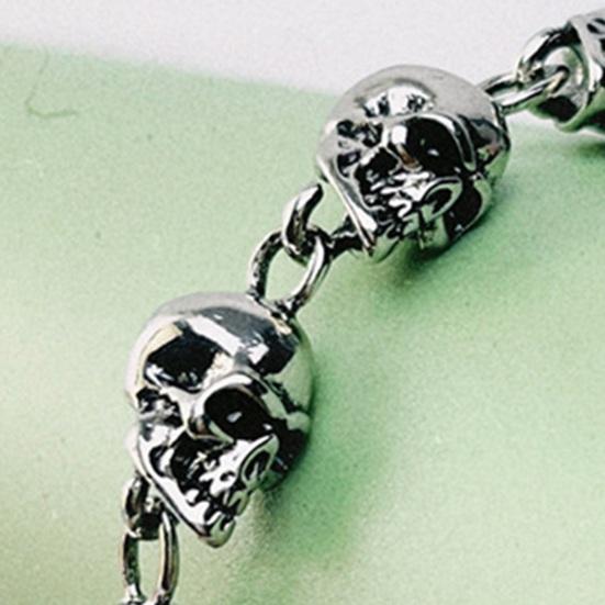 Bransoletka unisex czaszka wisiorek vintage punk styl klips homara stop wysoki połysk gotycka biżuteria na nadgarstek halloween cosplay imprezy bransoletka