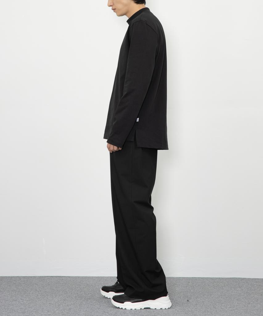 RAW TO RAW Mrn007 Fine Cotton Half Neck Pullover (Deep Black)