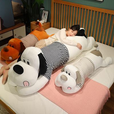 90/110cm Listras Roupas Cachorro Pelúcia Travesseiro Recheado Macio Animal Desça Filhote de Cachorro Boneca Macia Brinquedo Infantil Presente de Aniversário para Menino Menina