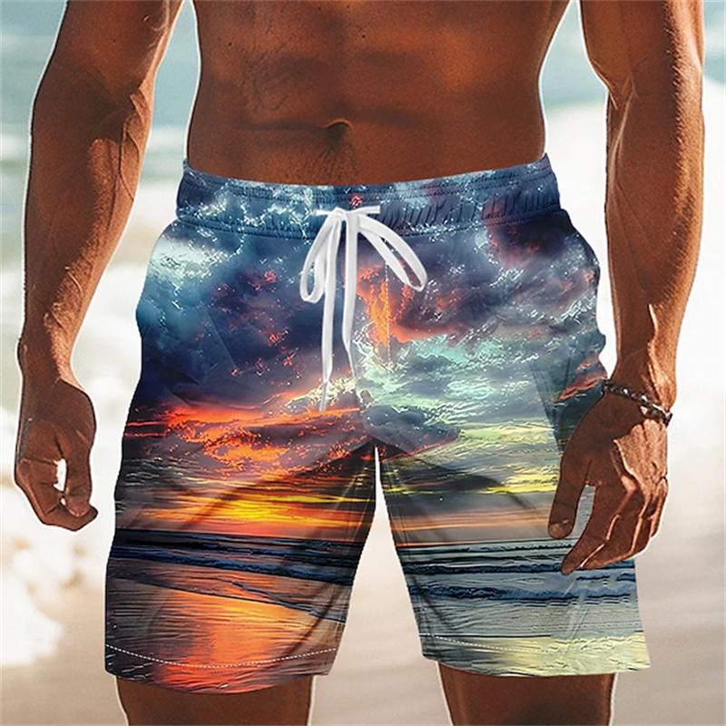 Men's Beach Shorts Optical Illusion Ocean Printed Swim Trunks 2025 New Board Shorts Streetwear Hawaiian Vacation Men Clothing