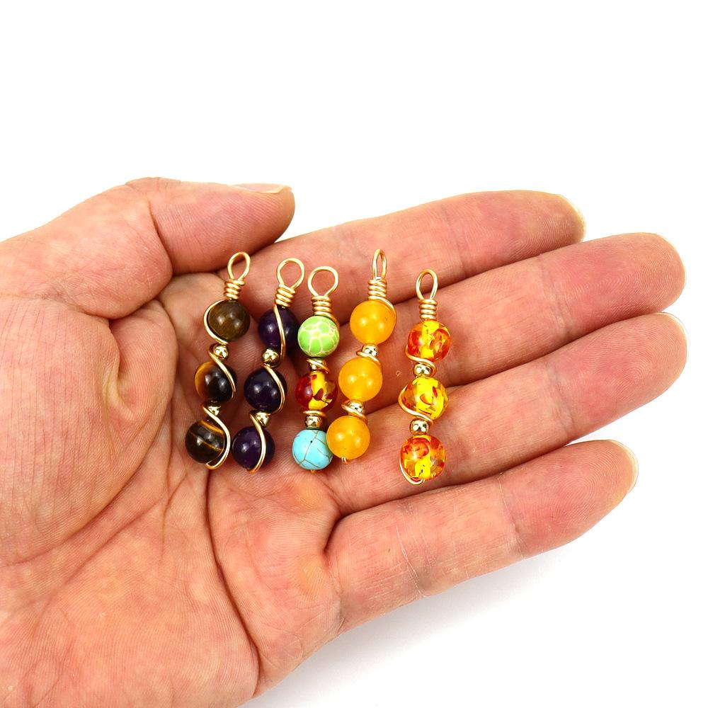 Hand-Wound Crystal Bead Agate Amethyst Pendant Necklace N709