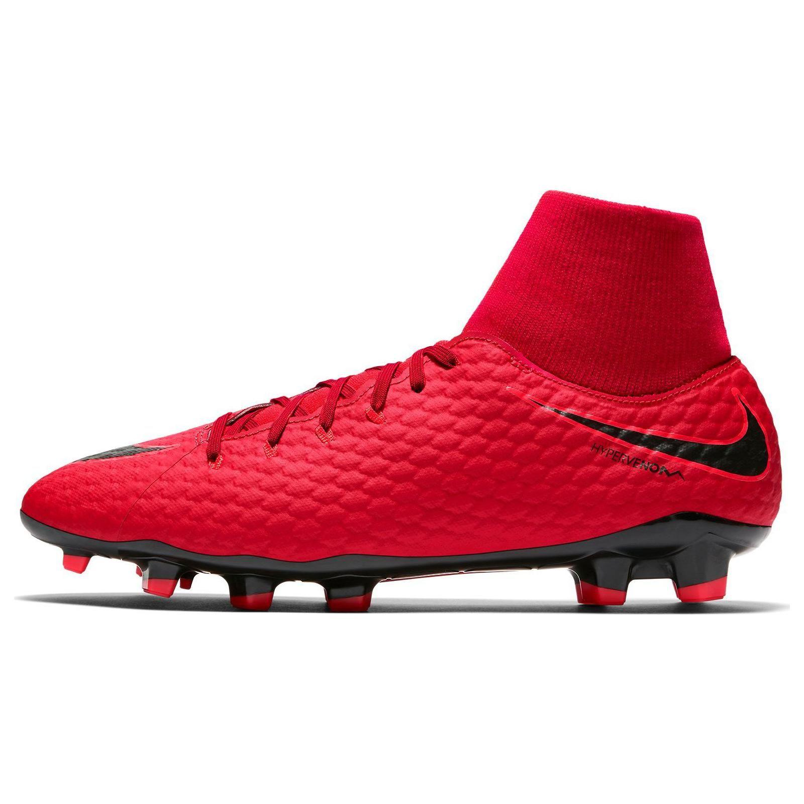 

Nike Hypervenom Phelon 3 DF FG Высокие Прочные Легкие Футбольные Бутсы Мужские Футбольные Бутсы Красные Черные 917764-616 44