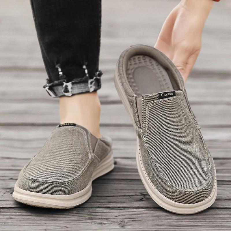 Fashion Summer Men Half Shoes Casual Canvas Shoes Lightweight Comfortable Big Size 47 48 zapatillas hombre