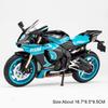 1:12 V4S R1M Motosiklet Oyuncak Minyatür Araba Döküm Alaşım Model Ses Işık Ön Tekerlek Yönlendirme Amortisörlü Araçlar Çocuk Hediye