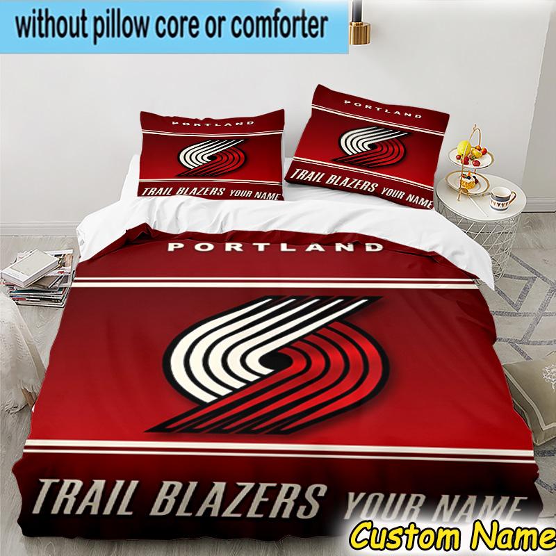 3pcs Custom Name Portland Blazers Artwork Bedding Set Includes 1 Duvet Cover & 2 Pillowcases for All Seasons Dormitory Home Decor Christmas gifts