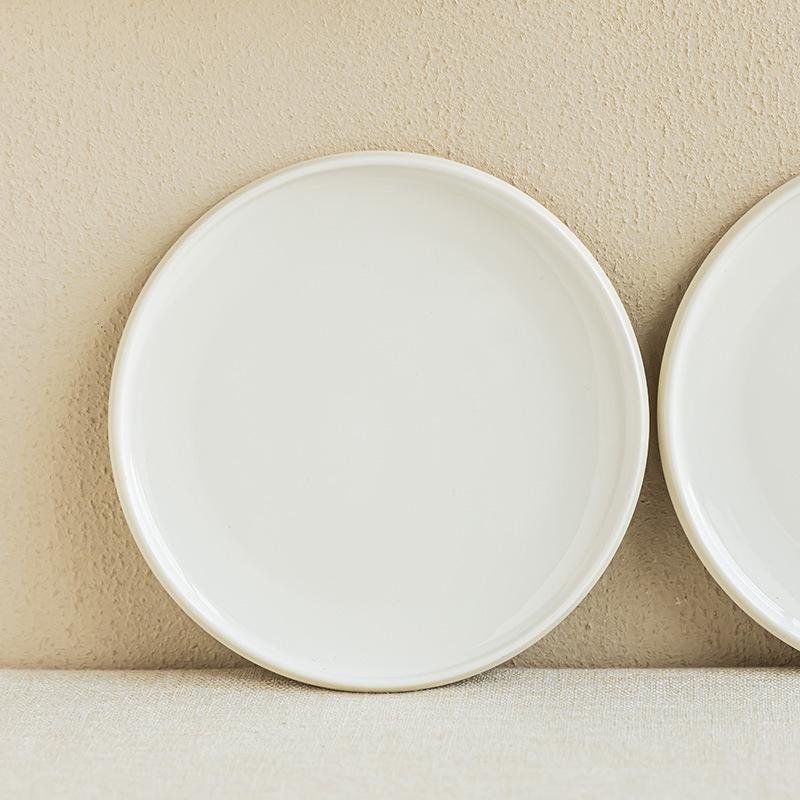 Solid Color Folded Round Plate, Minimalist Ceramic Plate, Household Plate, Vegetable Plate, Restaurant Tableware Plate, Western Plate, Steak Plate.