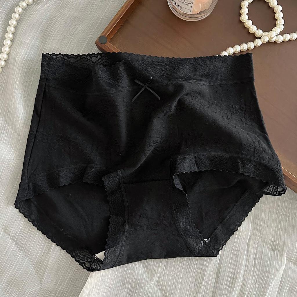 Exquisite Floral French Jacquard Lace-Trim Women's Cotton Panties - Skin-Friendly, Sexy, Hip-Wrapping