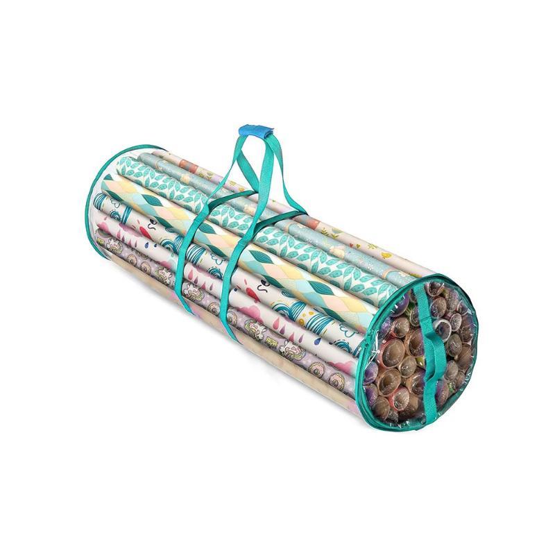 Large Capacity Wrapping Paper Organizer Oxford Fabric Tear Resistant with Tool Pockets for Household Storage