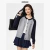 Giordano Women's Letter Embroidered Colorblock Knit Cardigan
