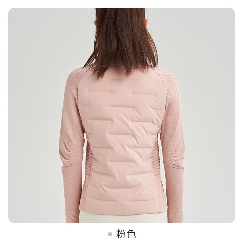 Winter Running Sports Top Yoga Fitness Jacket White Goose Down Jacket Warm Light Short Slim Jacket